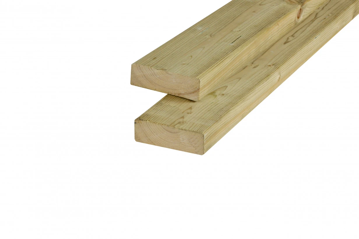 Vuren Regel 3.8 x 11.5 cm (38 x 115 mm) Geschaafd Groen Geïmpregneerd - Lengte 450 cm - Afbeelding 1